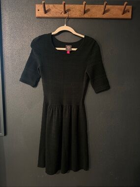 Vince Camuto Green Textured Fit & Flare Midi Dress